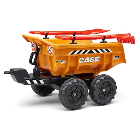 Falk Case CE Twin Axles Maxi Dumper Trailer with Shovel & Rake, Orange FA940CE